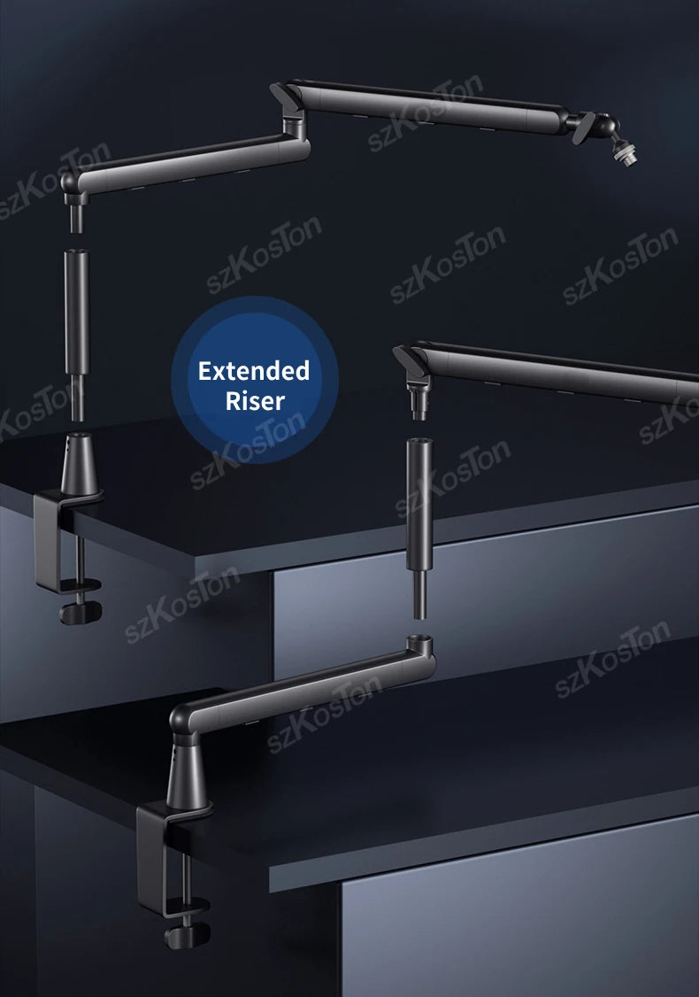 Professional Studio Low Profile Mic Arm with Extended Riser Cable Management Adjustable Microphone Stand for SM7B MV7 AM8 K688 Beauty World Shop