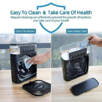 New 3 In 1 Fan AIr Conditioner Household Mini Air Cooler LED Night Light Portable Humidifier Air Adjustment Fan Office Home Fan Beauty World Shop