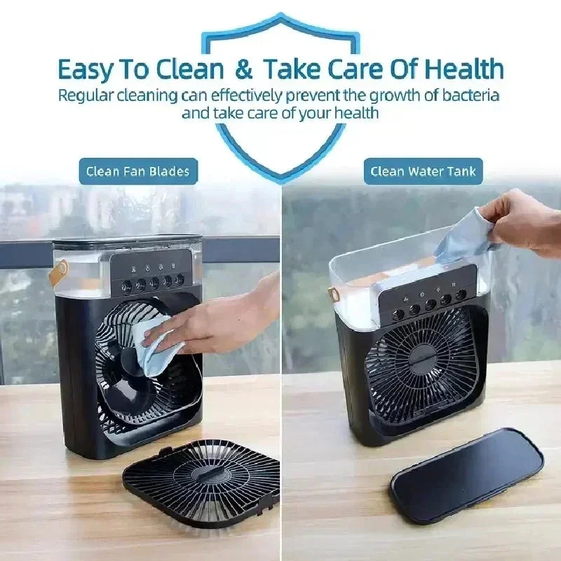 New 3 In 1 Fan AIr Conditioner Household Mini Air Cooler LED Night Light Portable Humidifier Air Adjustment Fan Office Home Fan Beauty World Shop