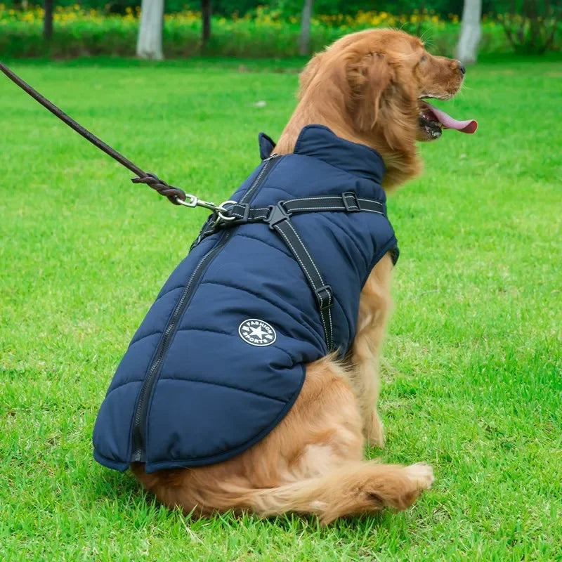 Large Pet Dog Jacket With Harness Winter Warm Dog Clothes For Labrador Waterproof Big Dog Coat Chihuahua French Bulldog Outfits Beauty World Shop