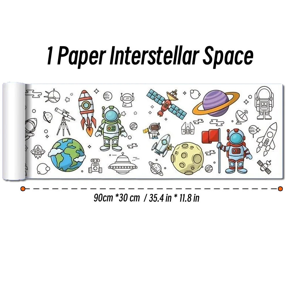 90cm Animal Canvas Children's Drawing Roll DIY Coloring Paper Roll Color Filling Graffiti Paper-cut Painting Educational School Beauty World Shop