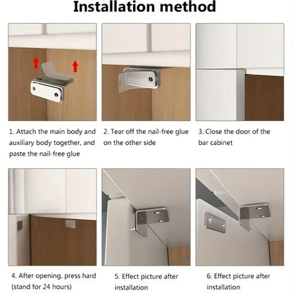 1pair Magnetic Door Catch Latch-Invisible Strong Adhesion, Drill-Free Mount, Seamless Release- Ideal for Cabinets, Sliding Doors Beauty World Shop
