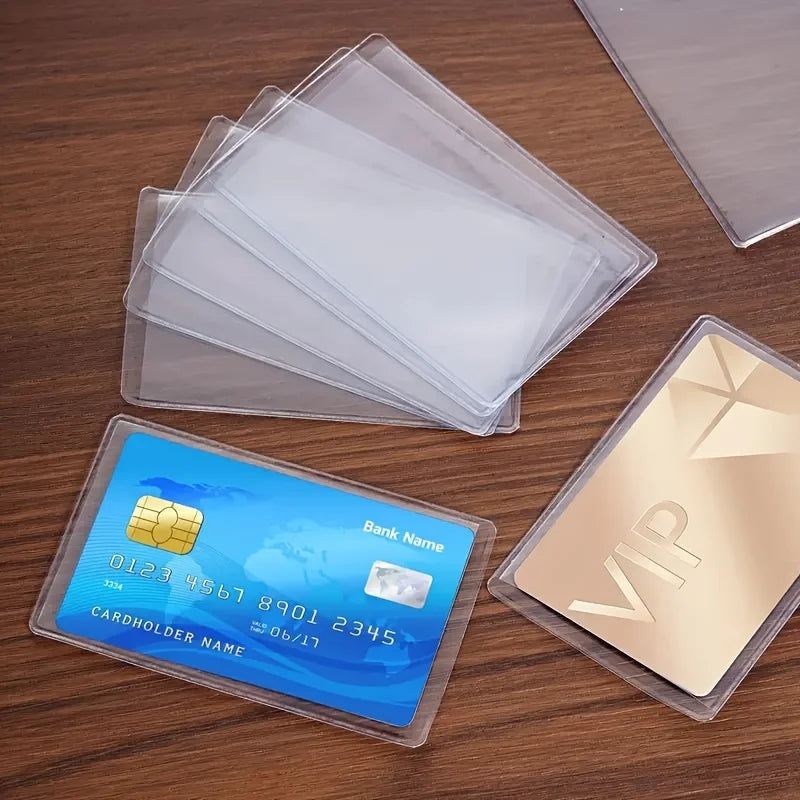 12PCS PVC Waterproof Transparent Card Holder Plastic Card id Holders Case To Protect Credit Cards Card Protector Cardholder Bags Beauty World Shop