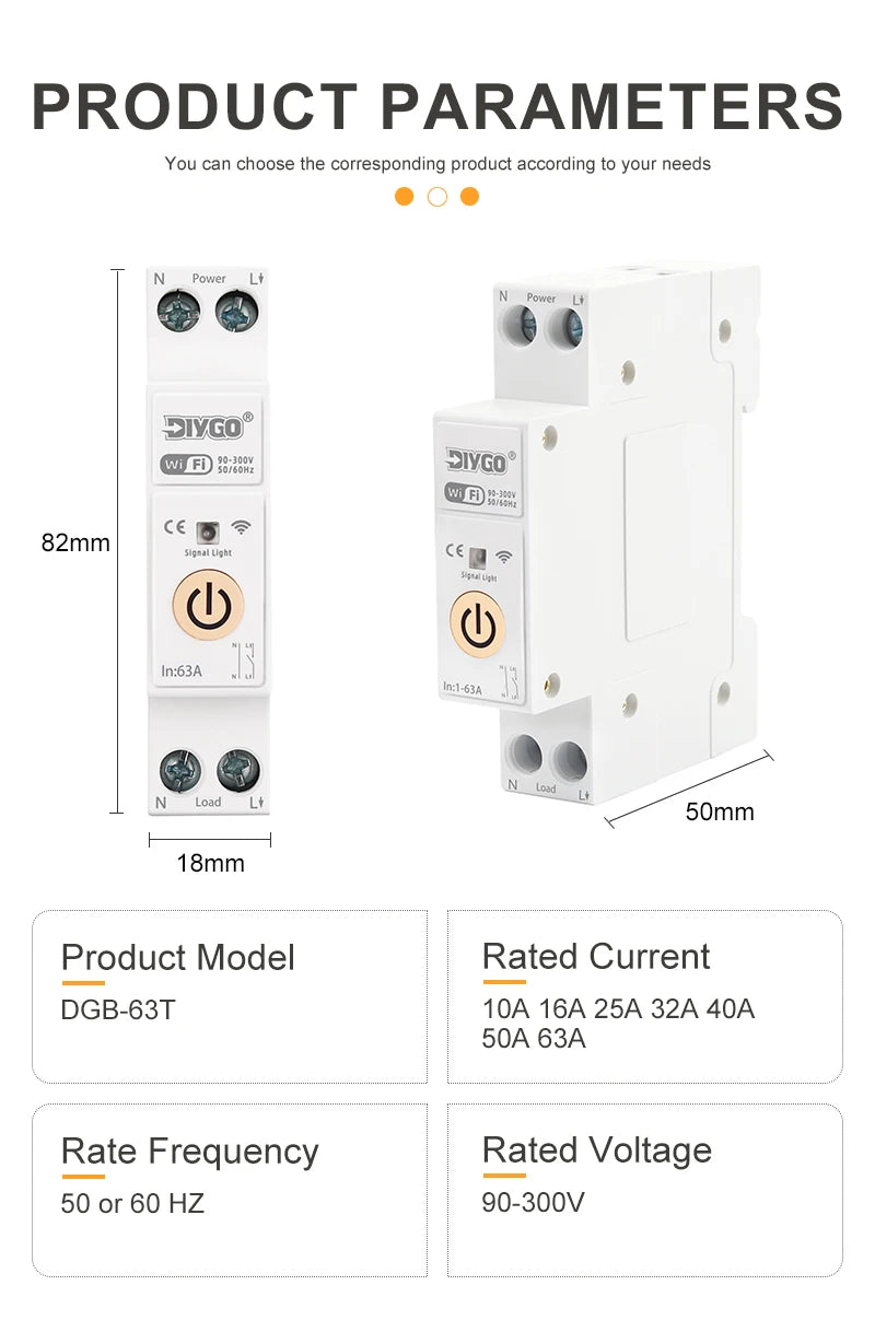 Tuya WIFI Smart Circuit Breaker 1P+N Over-Voltage/Current/Power Protector Under Voltage Protection Voice Remote Control Switch Beauty World Shop