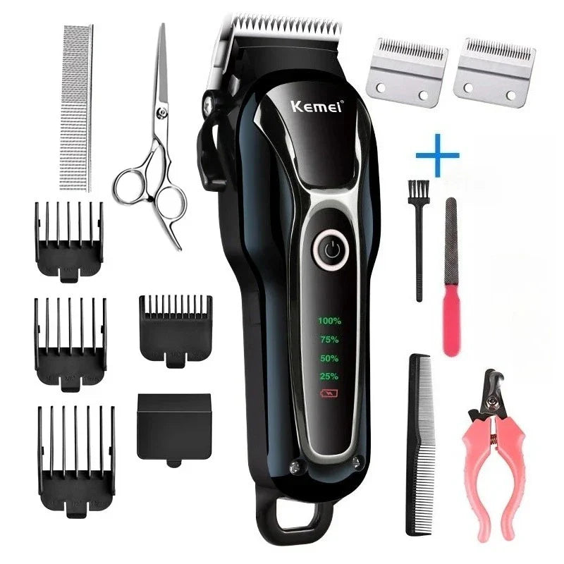Kemei Rechargeable Professional Dog Hair Trimmer for Cat Cutter Grooming Machine Hair Remover Animal Hair Clipper for Pet Beauty Trend Shop