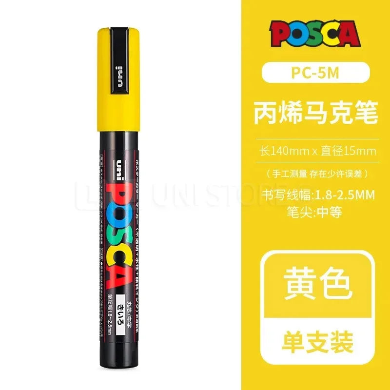 Uni Posca Full Marker PC-1M 3M 5M Multi-Colours Acrylic Permanente Rotulador Poster Graffiti Painting Pen For Fabric Rock Metal Beauty World Shop