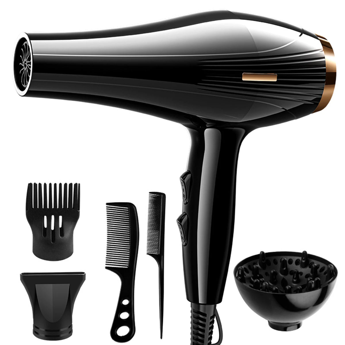 6 In 1 High-Powered Low Noise Hair Dryer Powerful Fast Dry Hot Cold Wind Hair Dryer For Home Travel Hair Styling Beauty World Shop