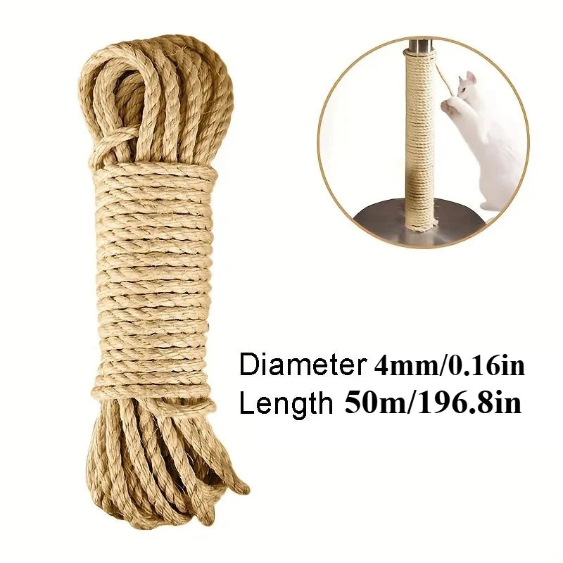 20/50M Natural Sisal Rope Cat Scratcher Rope Tree Scratching DIY Toy Paw Claw Furniture Protector Scratching Post Beauty World Shop