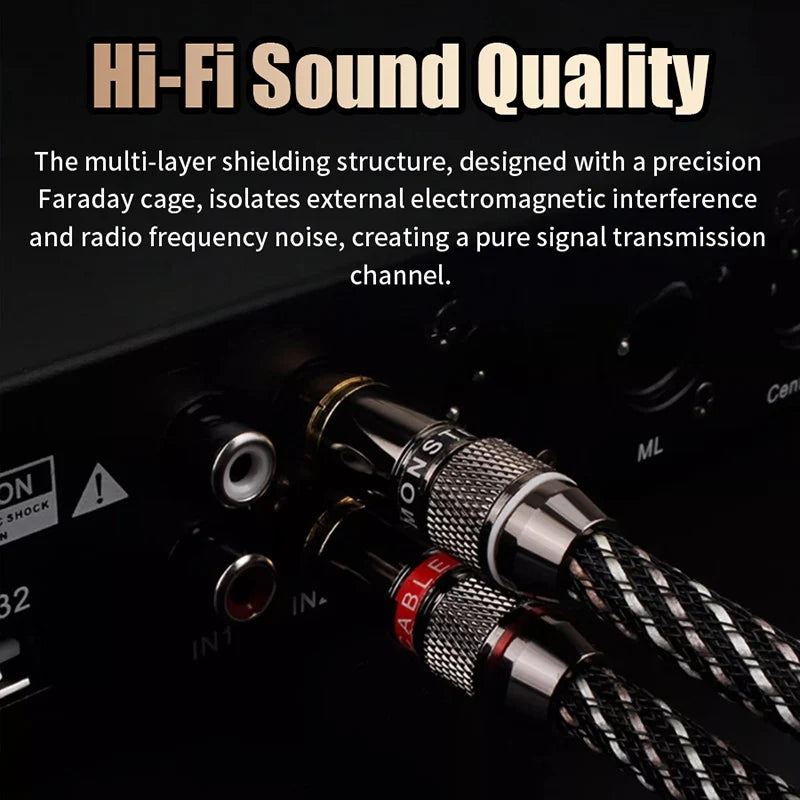 QINCROWN 6N OFC 2RCA Interconnect Cable, 24K Gold-Plated Plugs HiFi Audiophile for Amp DAC Preamp Home Audio Gear Beauty World Shop