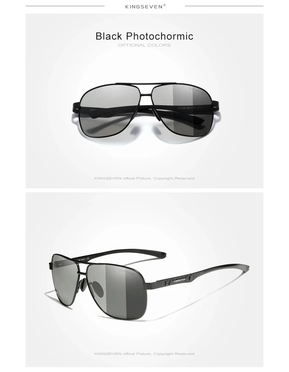 KINGSEVEN Polarized Aluminum Sunglasses Men UV400 HD Lens Pilot Eye Protection Photochromic Glasses Women Night Vision Eyewear Beauty World Shop