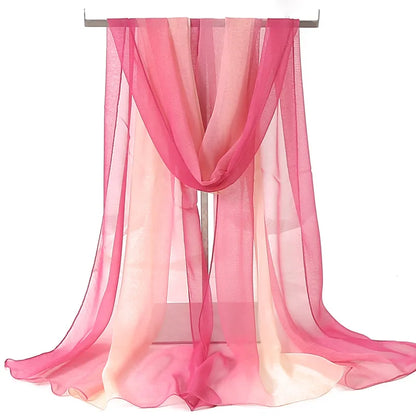 Four Seasons Thin Soft Chiffon For Women Silky Gradient Printing Beach Georgette Scarf Shawls Long Wraps Beach Sunscreen Hijab Beauty World Shop