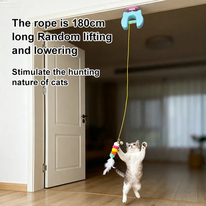 New Type Of Electric Cat Toy with 2 Ropes Smart Hanging Door Auto Swing Feather Toy A Self-entertainment And Cat-teasing Wonder Beauty World Shop
