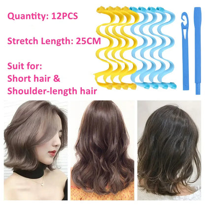12pcs Heatless Hair Curler No Heat Hair Rollers Soft Curls Curling Rod Roller Sticks Perm Rods Wave Formers Hair Styling Tools Beauty World Shop