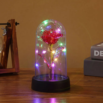 1pc Hot LED Enchanted Galaxy Rose Eternal Beauty Rose With Fairy Lights in Dome for Valentine's Day Wedding Party Mother's Day Beauty World Shop