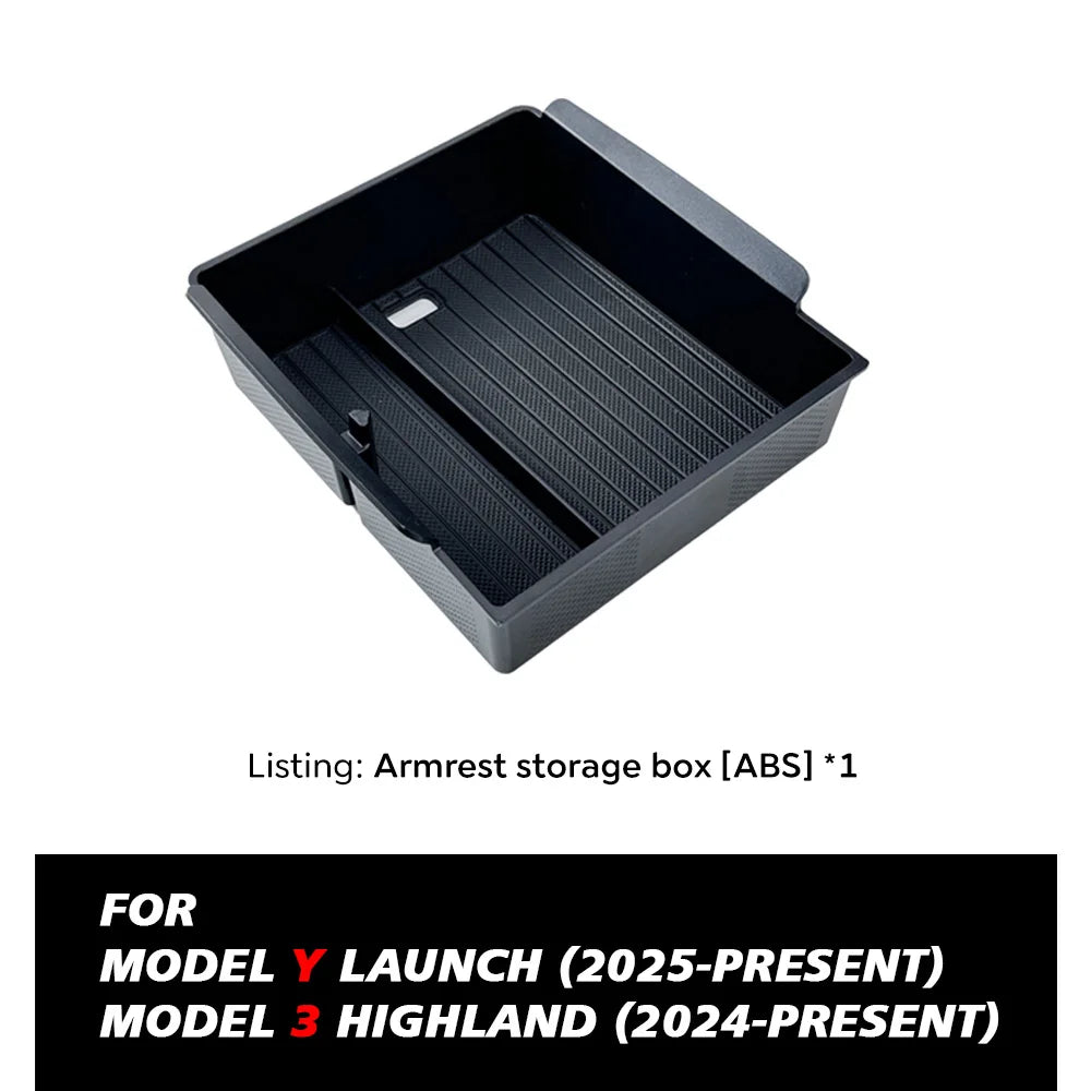 For Tesla Model Y Juniper 2025 Launch Center Console Eyeglasses Storage Box Armrest Box Upper&Lower Silicone Pad Beauty World Shop