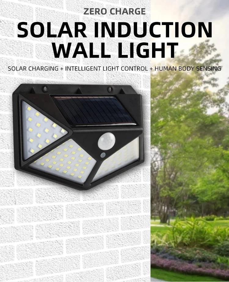 100 LED Solar Lights Outdoor Wall Lamp 3 Modes 270° Lighting Angle IP65 Waterproof Motion Sensor Security Lights Wireless Lights Beauty World Shop