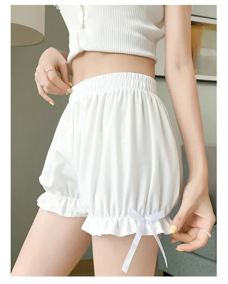 Women Lace Short Panties Imitation Silk Ruffle Bloomers Anti Exposure Safety Pants Lolita Satin Knickers Shorts Dress Pettipant Beauty World Shop