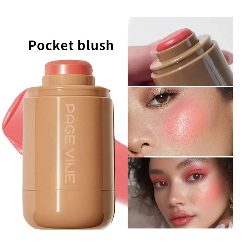 New Blush Stick 3-in-1 Cheek Lip Tinted Moistured Blush Stick Silky Brighten Blush Cream Blusher Cosmetics Tubes Matte Contour Beauty World Shop