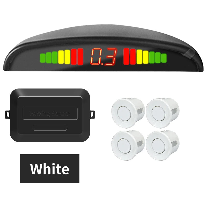 Hippcron Car LED Parking Sensor Kit 4 Sensors 22mm Reverse Radar Sound Alert Indicator System 8 Colors Beauty World Shop
