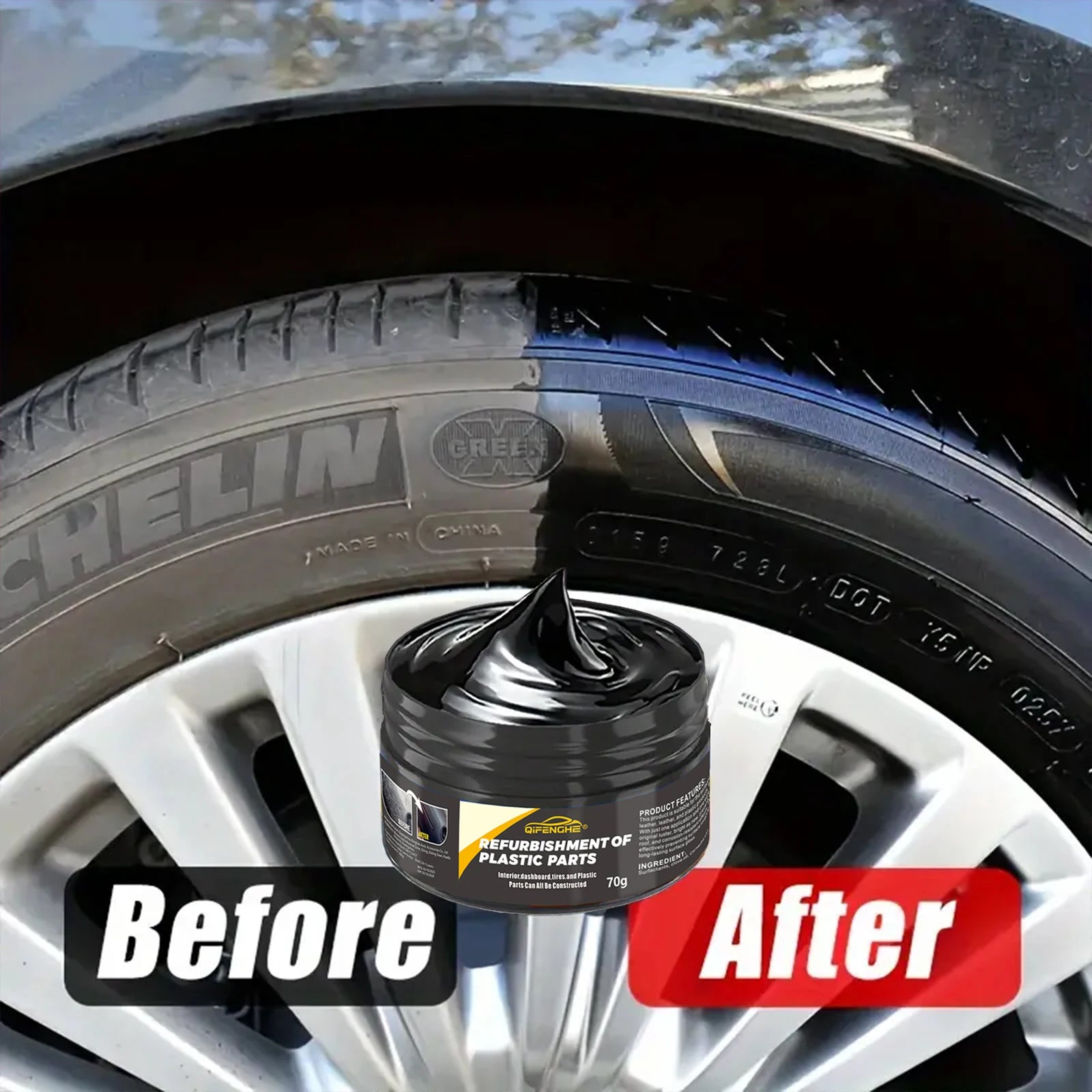automotive plastic repair agent-interior and exterior plastic polishing wax, scratch repair anti-aging cream, suitable for tires Beauty World Shop