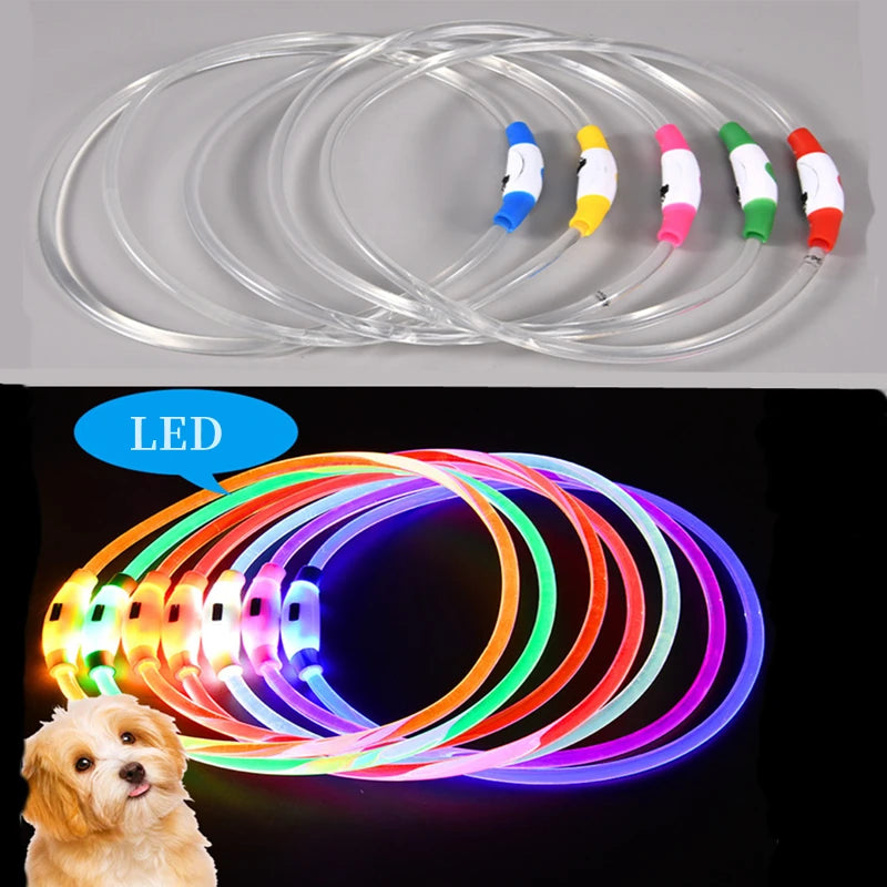 Luminous Dog Collar Light Charge Cat Necklace, Led Fashion Flashing DIY Glowing Safety Collar for Dogs Nighttime Pet Accessorie Beauty World Shop