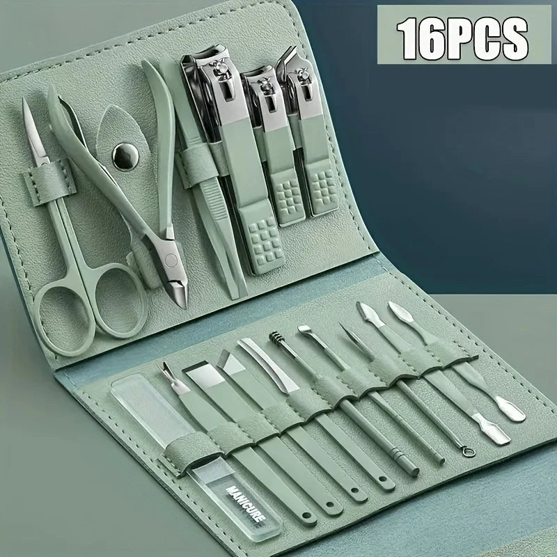 16pcs Professional Nail Clippers and Cuticle Nippers Set with Travel Case Manicure Set Pedicure Sets Nail Clippers Beauty World Shop