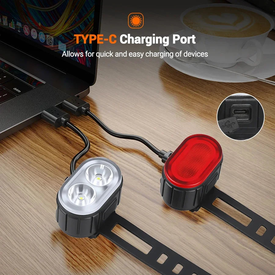 USB Rechargeable Bicycle Lights Bike Safety Warning Lamp Outdoor Waterproof Cycling Flashlight For Mountain And Road Bikes Beauty World Shop