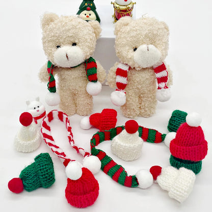 Mini Santa Knitted Hat & Scarf Small Christmas Costume for Cat Rabbit Doll Lollipop Bottle Cap DIY Xmas Party Dinner Decoration Beauty World Shop