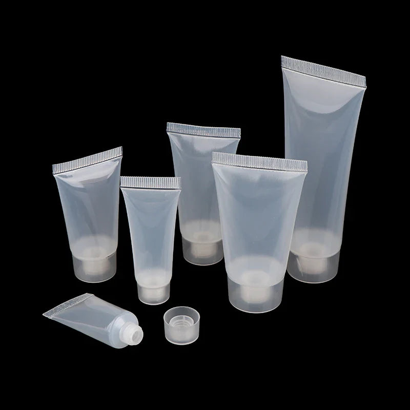5pcs Squeeze Lotion Container Refillable Bottle Travel Pack Empty Matte Clear Tube Cosmetic Cream Lotion Shampoo Bath Beauty Trend Shop
