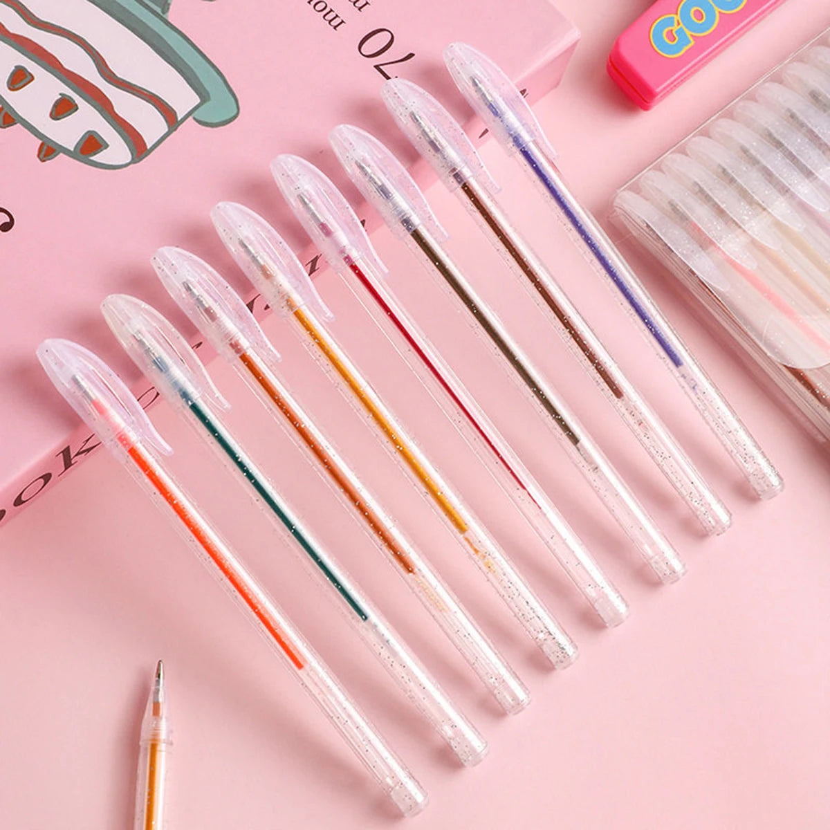 60 Colors Glitter Gel Pen 1.0mm Metal Glitter Color Ballpoint Pen Paper Cardstock Diary Drawing Marking Coloring DIY Art Beauty World Shop