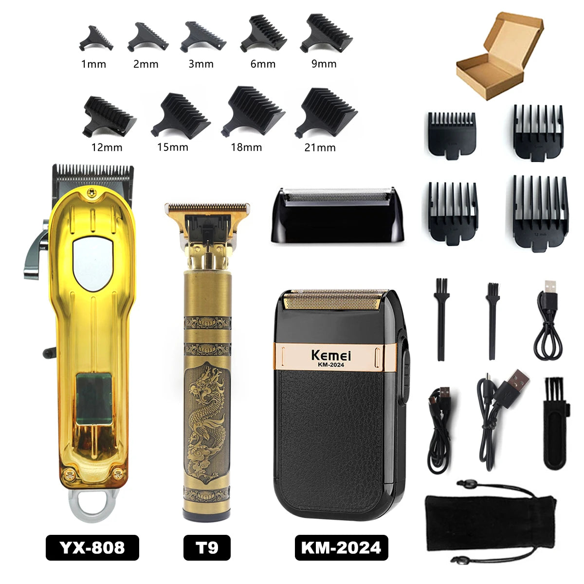 Professional T9 Hair Trimmer Machine Metal Body Beard Trimmer for Men Stainless Steel Blade Hair Clipper Beard Trimmer Beauty World Shop
