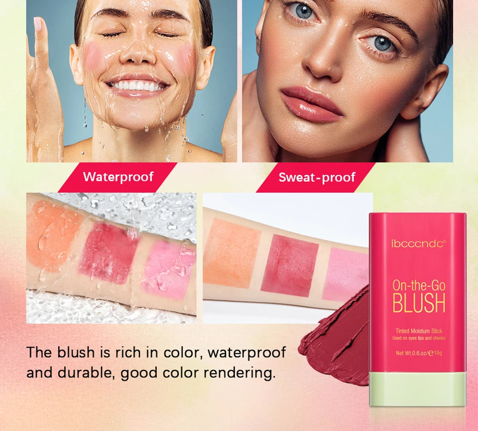 Make Up Functional Blush Stick Easy Color Rouge Blusher Cream Waterproof High Color Rendering Brightening Skin Tone Hot Beauty World Shop