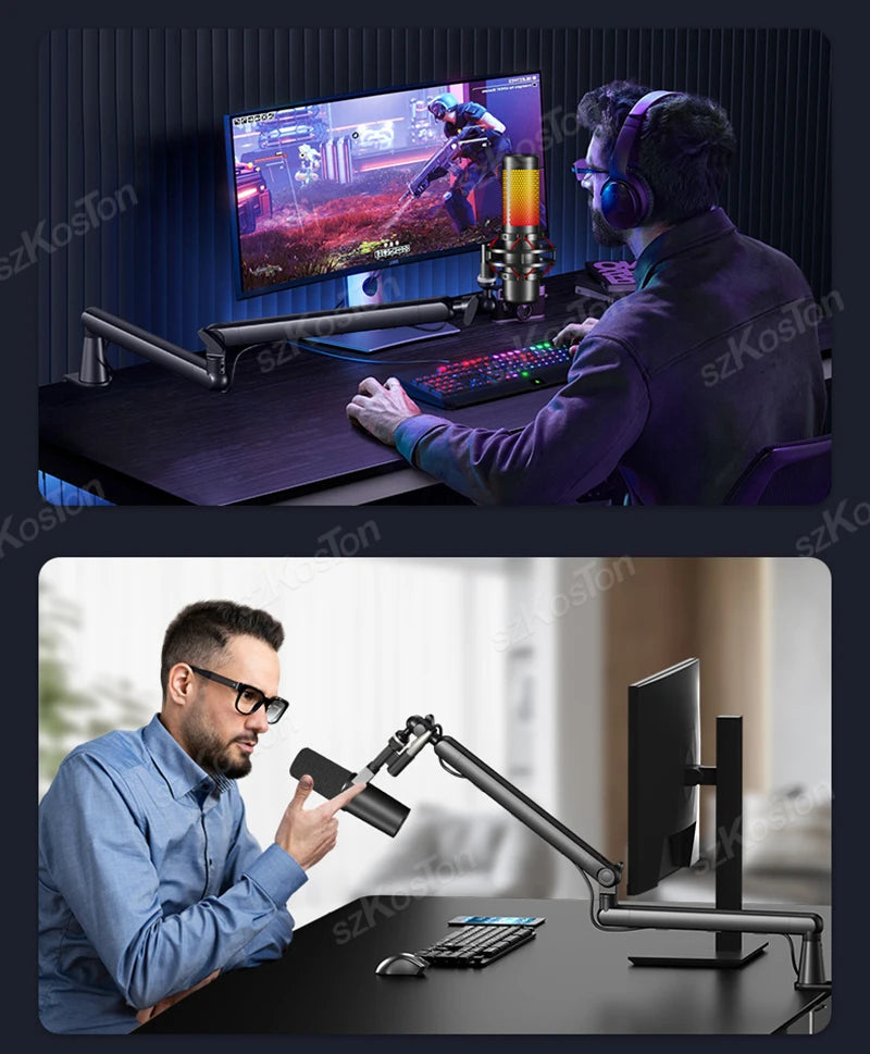 Professional Studio Low Profile Mic Arm with Extended Riser Cable Management Adjustable Microphone Stand for SM7B MV7 AM8 K688 Beauty World Shop