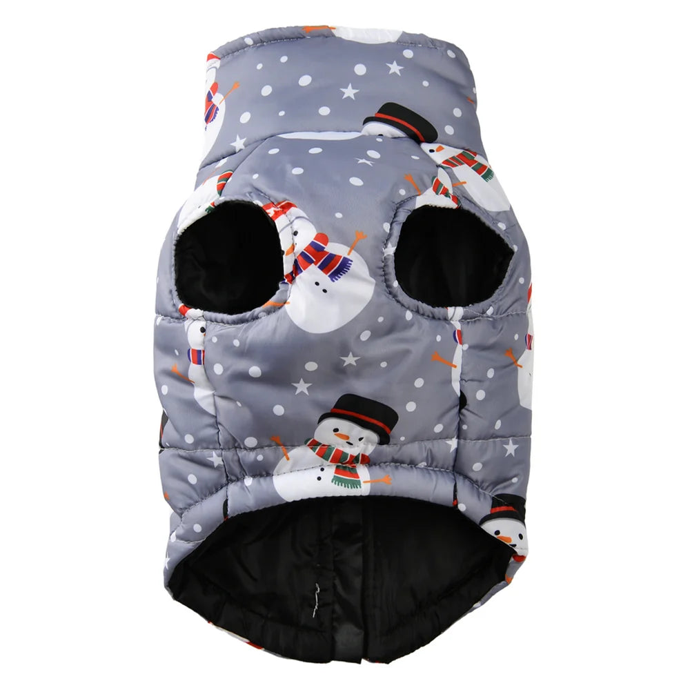 New Year Pet Coat For Christmas Deer Print Dog Jacket With D-ring Waterproof Pets Costume For Small Medium Dogs Bulldog Clothes