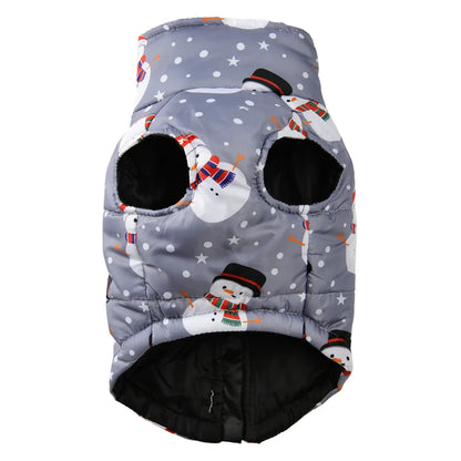 New Year Pet Coat For Christmas Deer Print Dog Jacket With D-ring Waterproof Pets Costume For Small Medium Dogs Bulldog Clothes