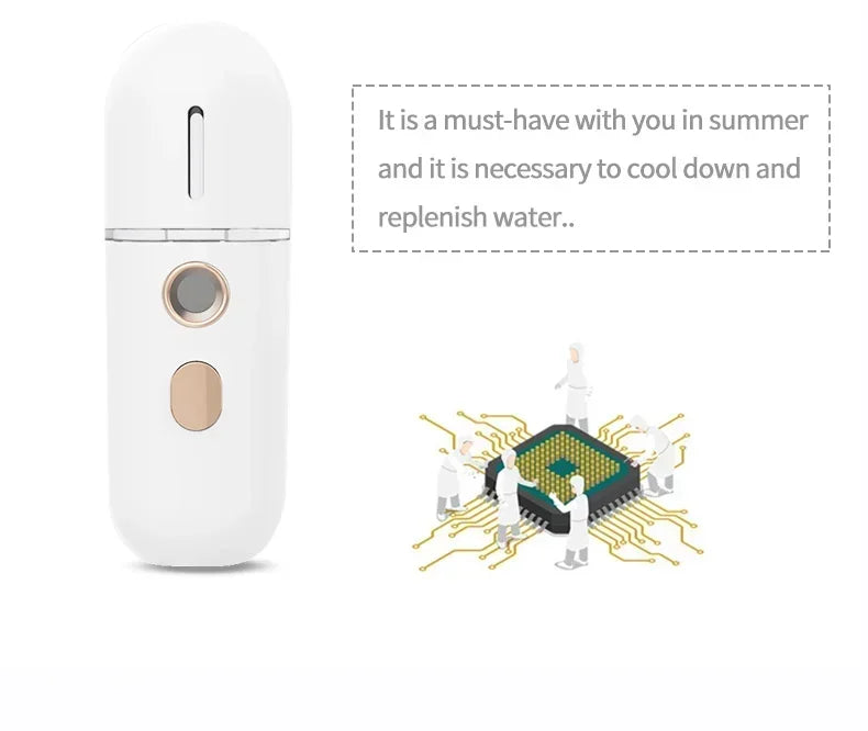 Mini Portable Humidifier Nano Mister Facial Steamer Device Beauty Spray Hydrating Apparatus Cold Spray Apparatus Rechargeable Beauty World Shop