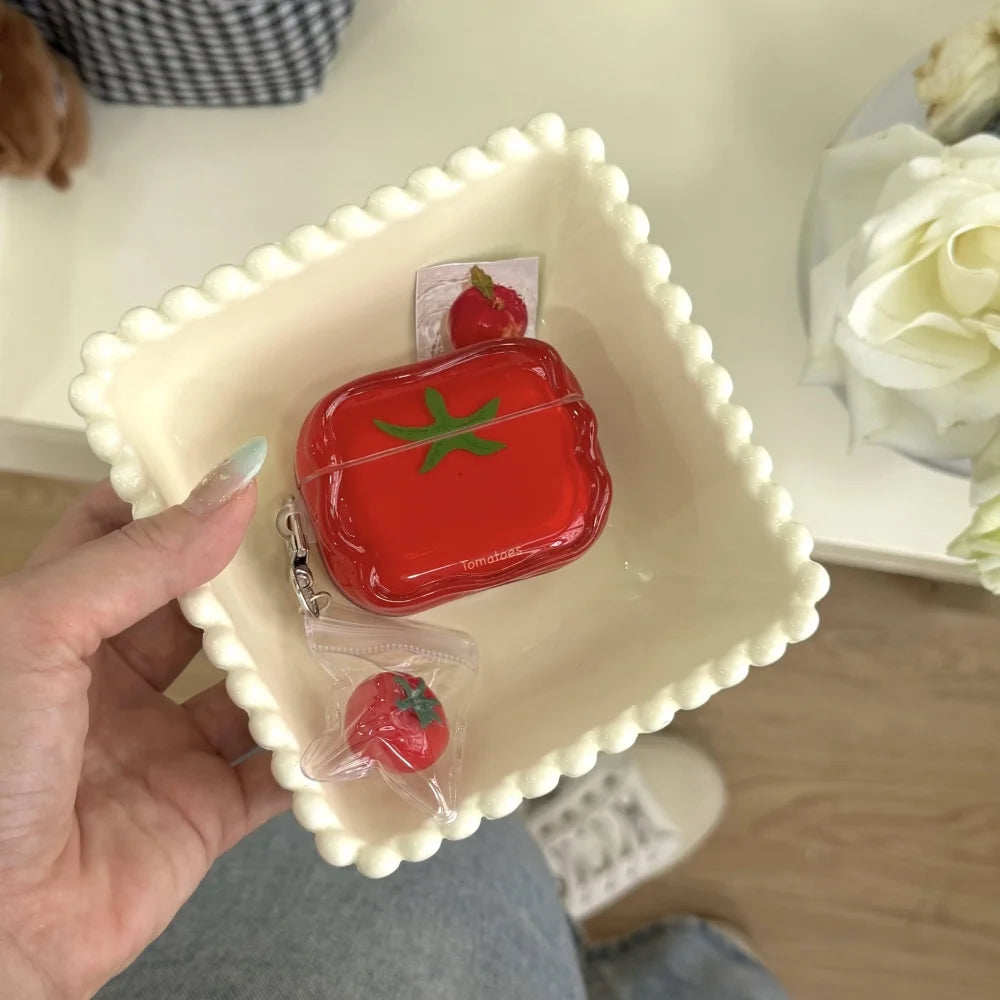 [Jm] Niche cute semi-transparent tomatoes are suitable for airpods 4th generation bluetooth headset case 2nd/3rd generation