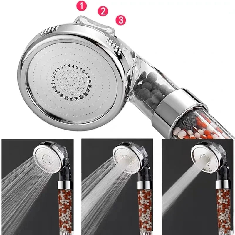 New 3 Functions High Pressure SPA Shower Head Water Saving Handheld Rainfall Bathroom Accessories Anion Filter Shower Beauty World Shop