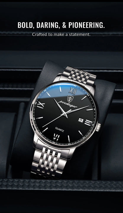 POEDAGAR Luxury Sports Men's Wristwatch Stainless Steel Waterproof Date Man Watch High Quality Casual Fashion Quartz Men Watches Beauty World Shop