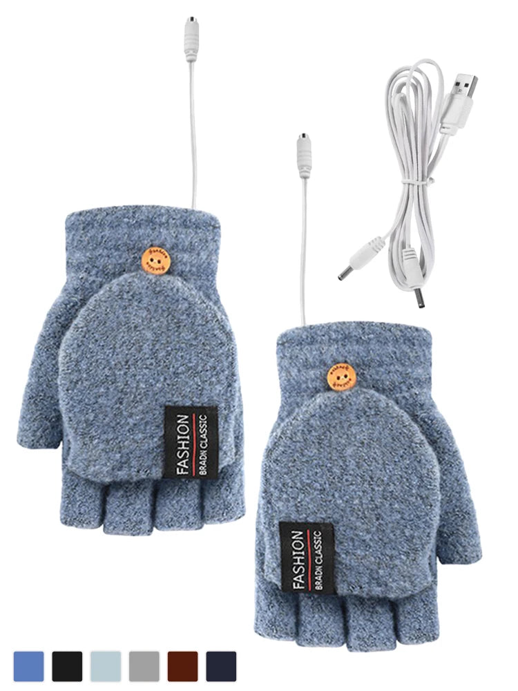 Electric heating gloves hand warmer gloves heater rechargeable USB reusable laptop suitable for sports skiing winter warm gloves Beauty World Shop