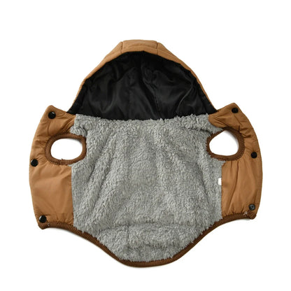 Dog Hooded Winter Jacket Soft Warm Fleece Velvet Puppy Vest Coat  Pet Dog Hat Clothes Cold Proof Winter Padded Yorkies Costume