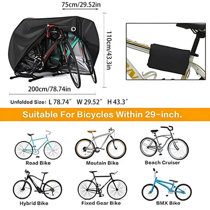 Bike Cover For 2 Bikes Outdoor Waterproof Bicycle Cover Rain Sun UV Dust Windproof With Lock Hole Beauty World Shop