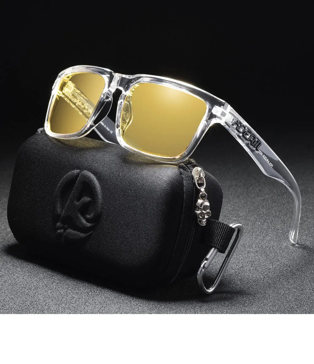 KDEAM Men's Polarized Sunglasses Square Casual Outdoors Sun Glasses Women Unisex Sunglass For Couple With Zipper Case Beauty World Shop