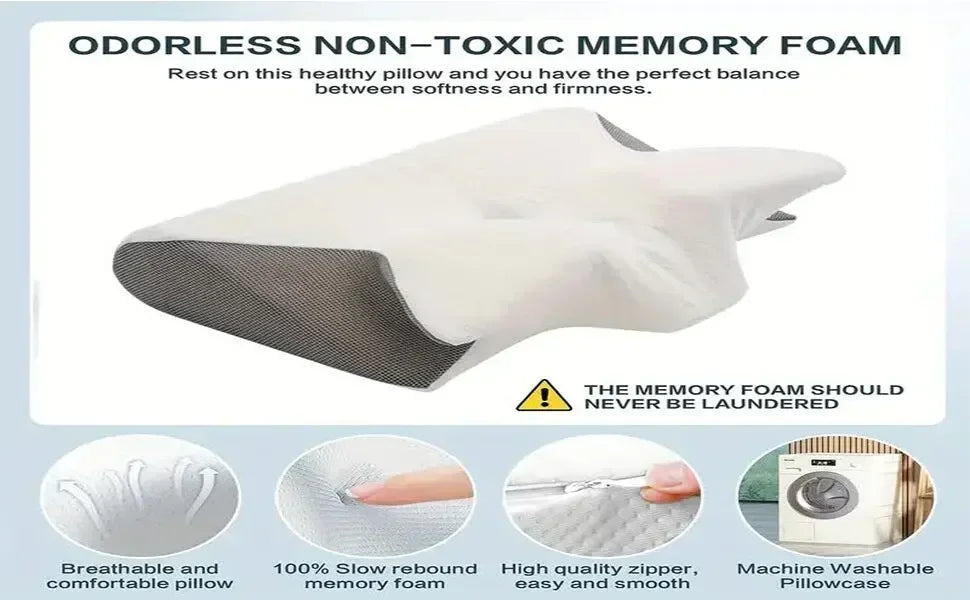 1pc Memory Foam Cervical Pillow, 2 in 1 Ergonomic Contour Orthopedic Pillow for Neck Pain Support Pillows Pillowcase replacement