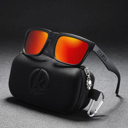 KDEAM Men's Polarized Sunglasses Square Casual Outdoors Sun Glasses Women Unisex Sunglass For Couple With Zipper Case Beauty World Shop
