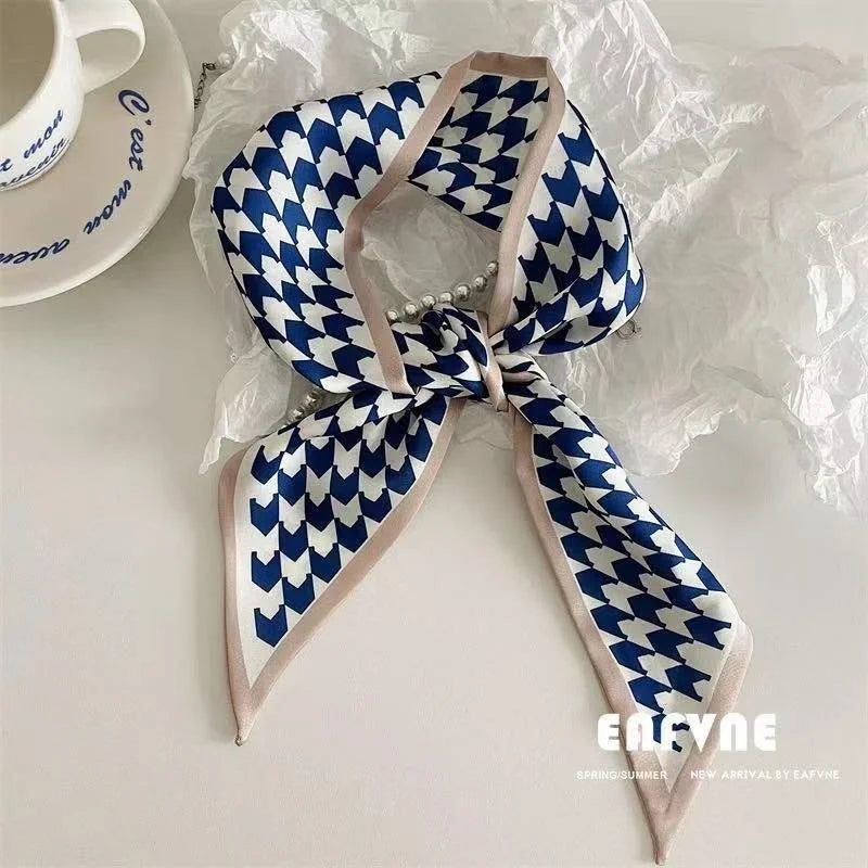 Set Series Silk Satin Scarf Women Cloth Hair Bands Headdress Accessories Lady Scarves Ribbon Neck Ties for Bag Handle/4pcs Beauty World Shop