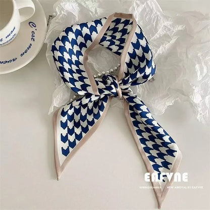 Set Series Silk Satin Scarf Women Cloth Hair Bands Headdress Accessories Lady Scarves Ribbon Neck Ties for Bag Handle/4pcs Beauty World Shop