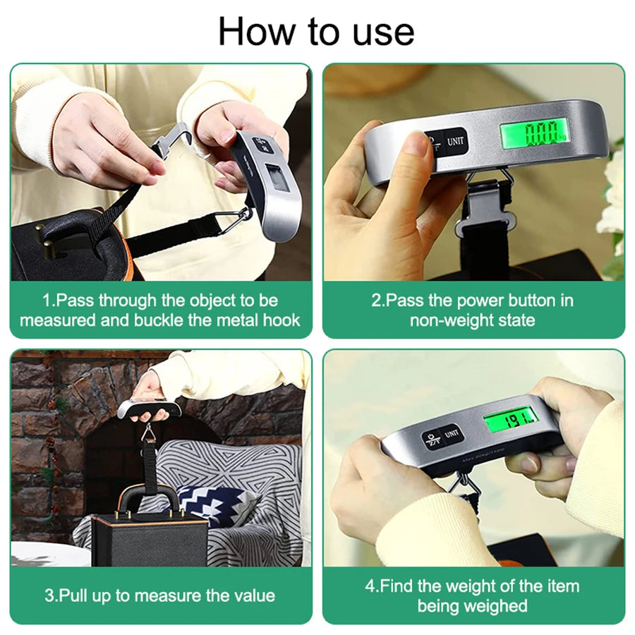 Portable Scale Digital LCD Display 110lb/50kg Electronic Luggage Hanging Suitcase Travel Weighs Baggage Bag Weight Balance Tools Beauty World Shop