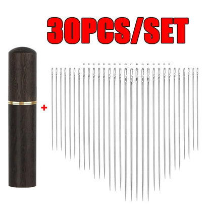 30pcs Blind Sewing Needle Elderly Stainless Steel Quick Automatic Self-Threading Needle Stitching Pins DIY Punch Needle Threader Beauty World Shop
