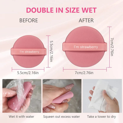 Karsyngirl 7Pcs/Box Strawberry Cosmetic Puff Set Double Side Women Soft Makeup Sponge Beauty Make up Powder Tools Beauty World Shop